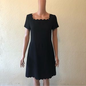 Dalia Formal cocktail Dress Women’s Size 4 Black Wavy Sleeve Neck-Line Knee-High